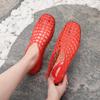 Women's 2025 Mesh Crystal Jelly Sandals: Hollow Out, Flat, Comfortable Slip-On, Korean Style.