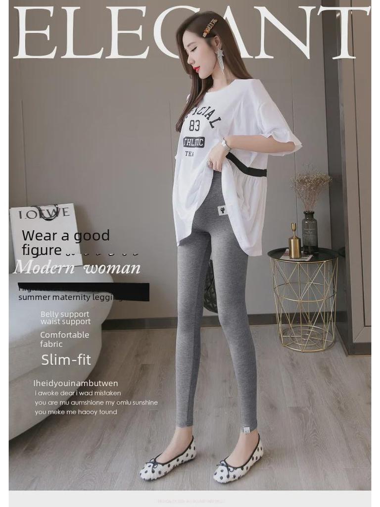 Hamile Modal Tayt - Büyük Beden, Yüksek Bel, Karın Destekli, Dokuz Nokta Uzunluk, İlkbahar/Yaz Giyimi