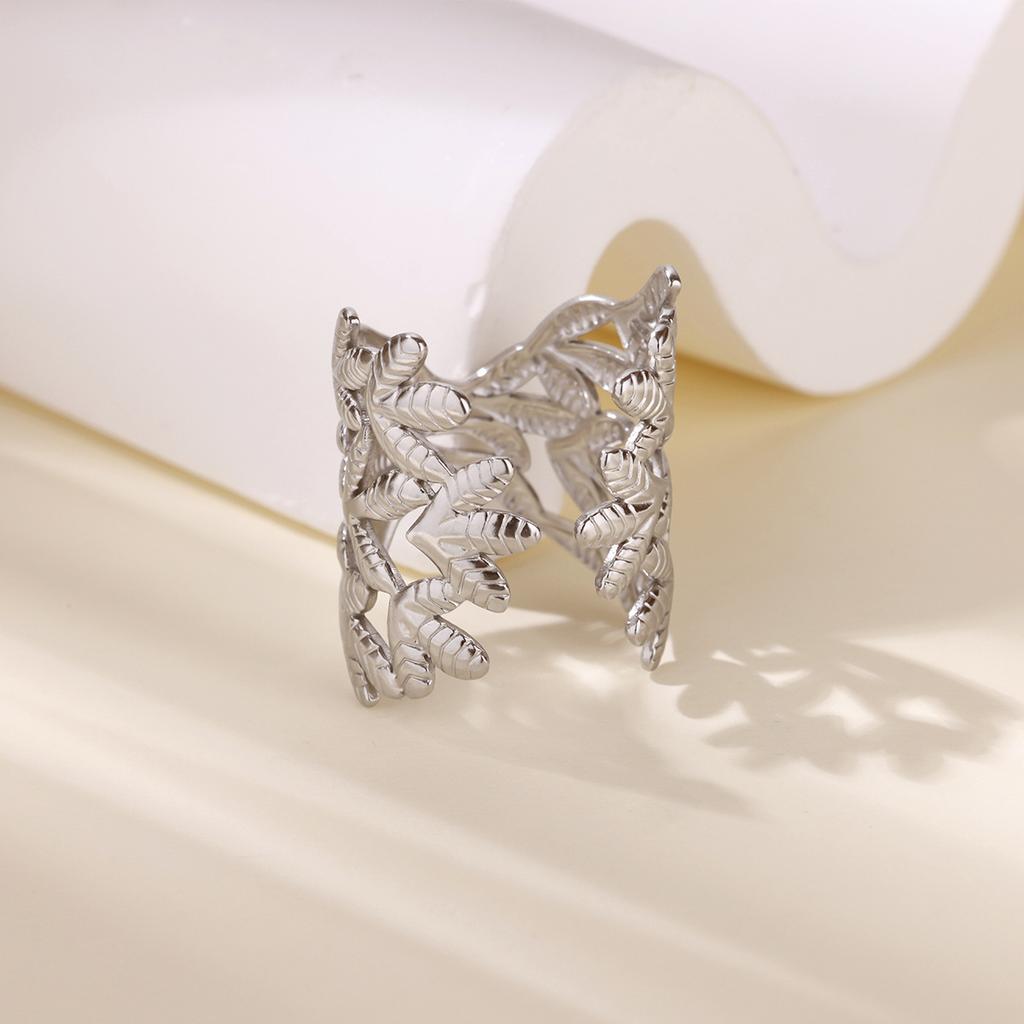 Stainless steel geometric ring new snake cross design sense k-plated opening adjustable ring
