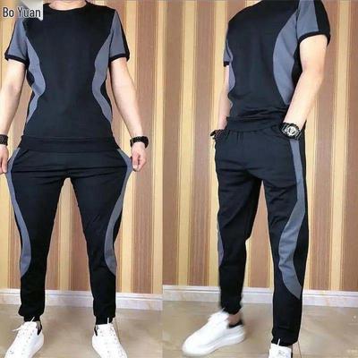 Icy Men's Classic Two-Piece Sportswear Set - Summer Casual Nine-Point Elastic Pants