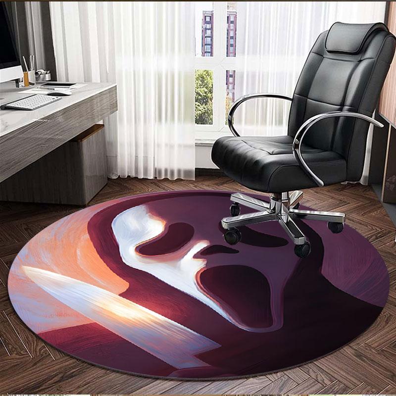 Ghostface Print Round Rug, Washable Floor Carpet, For Entryway Dorm Laundry Room Office Study, Home Decor Birthday Christmas Gift