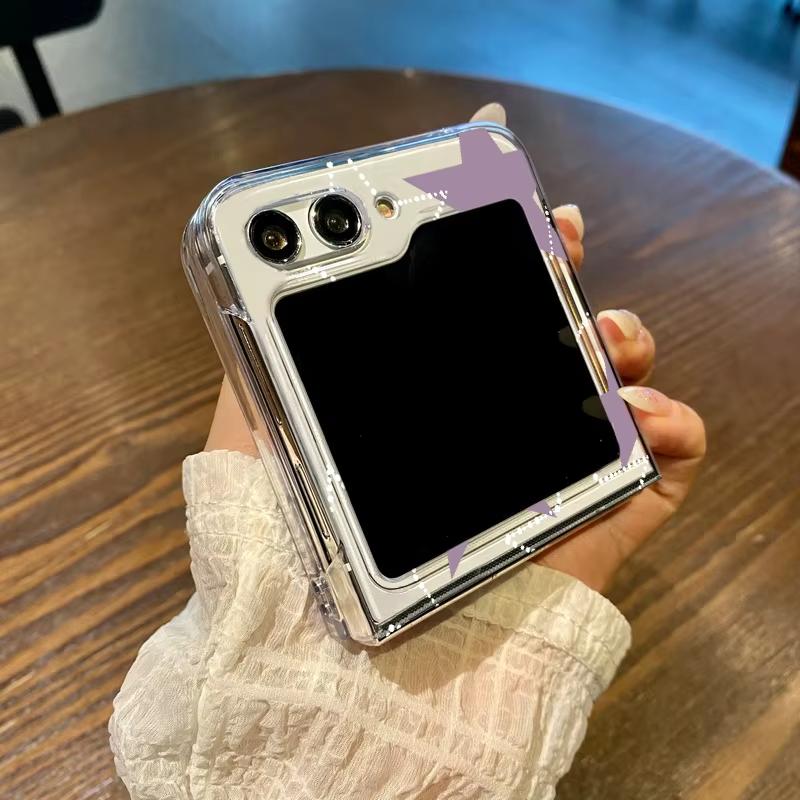 Fünfzackiger Stern Transparente Faltbare Handyhülle Für Samsung Galaxy Z Flip 7 FE 6 5 4 3 5G Flip7 Flip4 Flip6 5G Harte PC-Abdeckung