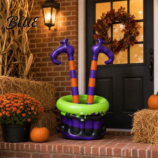 Halloween Party Decoration Inflatable Ice Bucket Witch Legs Beverage Tub Multi-functional Drink Bucket Purple Orange Cooler for Decor Outdoor