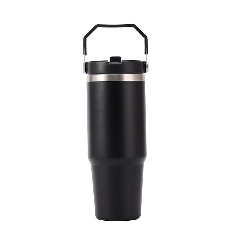1 piece vacuum cup with lid, stainless steel easy to carry, colorful handle insulated cup tote handle 30 oz