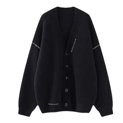 Japan and South Korea Foreign Trade Versatile Knitted Cardigan Spring and Autumn New Fashion Casual Loose Lazy Style Sweater Jacket Women