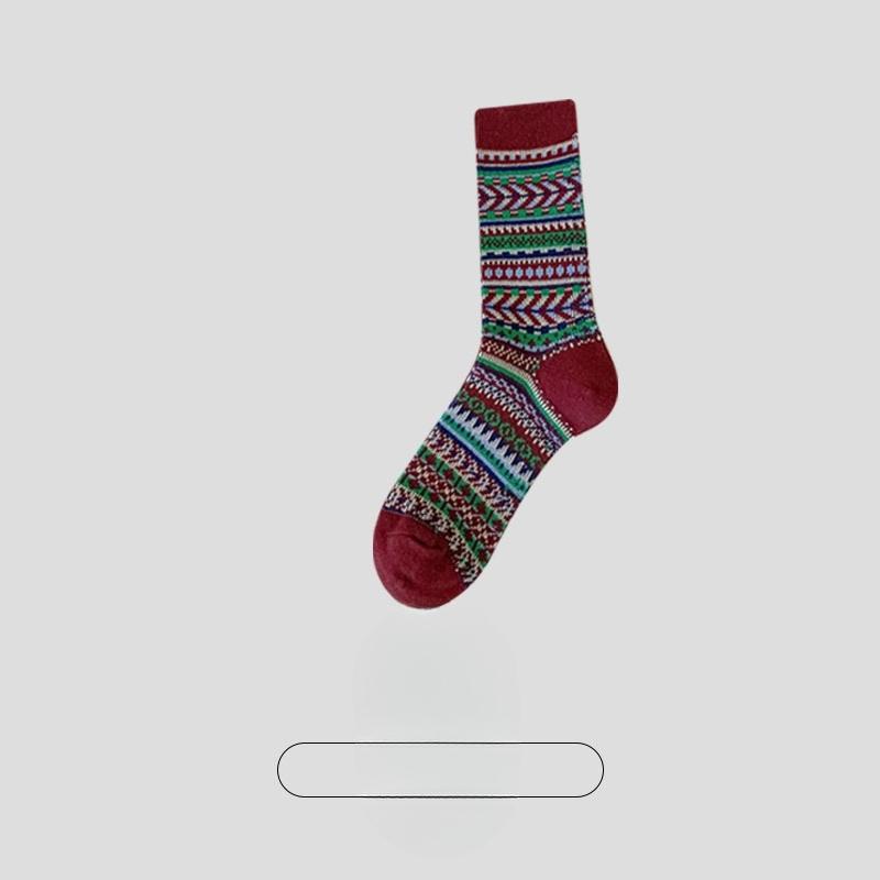 Female Spring and Autumn Retro National Wind Tube Cotton Socks
