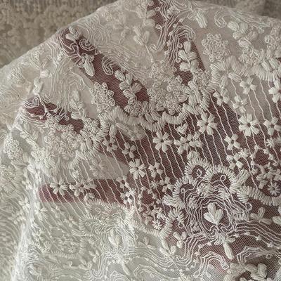 1 iarda(90 centimetri)/lotto 150 cm di larghezza Tessuto in pizzo ricamato a rete di cotone color albicocca ultra delicato Tessuto ricamato elegante vintage fai da te per tenda da gonna e tovaglia