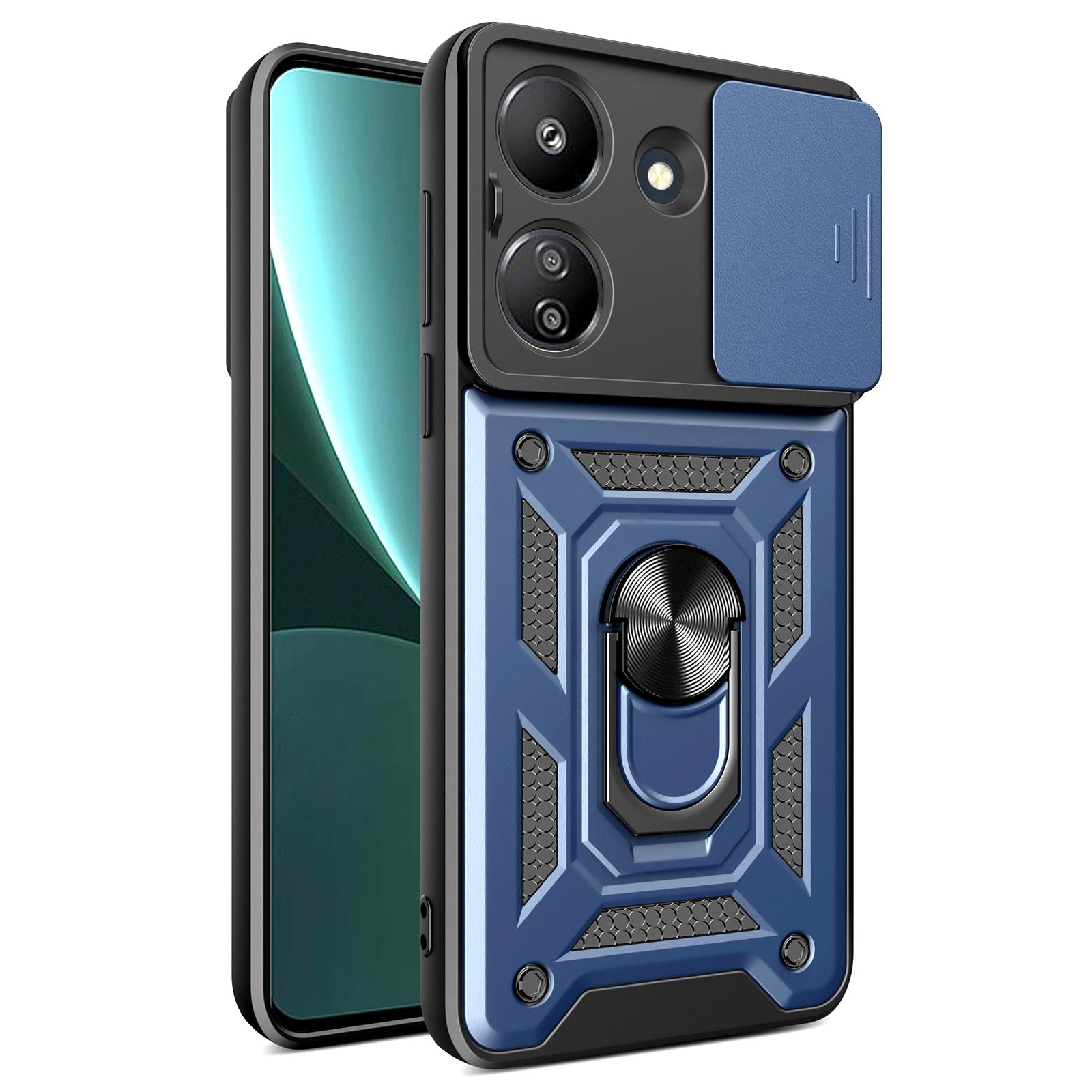 

For Xiaomi Redmi 13C 4G/Poco C65 4G Case Anti-scratch TPU+PC Kickstand Phone Cover Blue