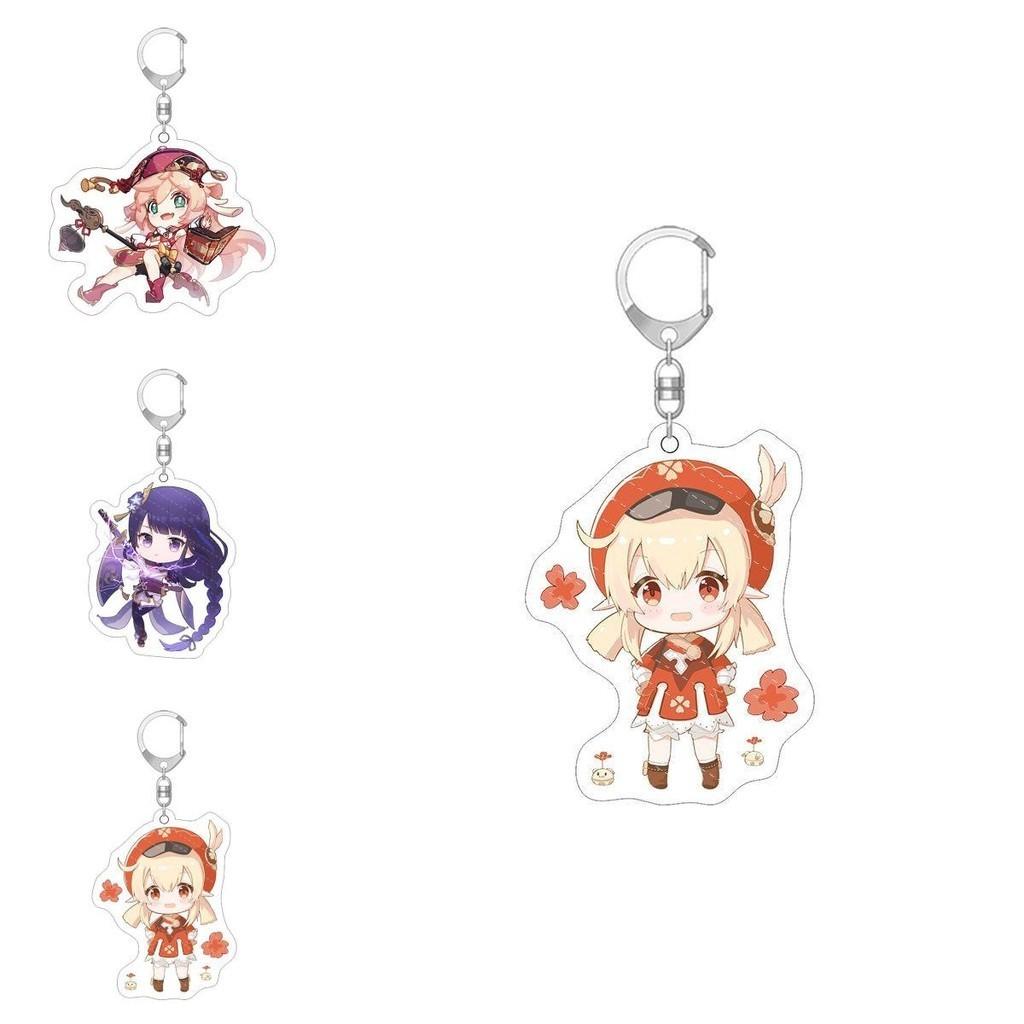 Cute Genshin Impact Key Chain Anime Cartoon Kawaii Keyring Pendant Acrylic Gift