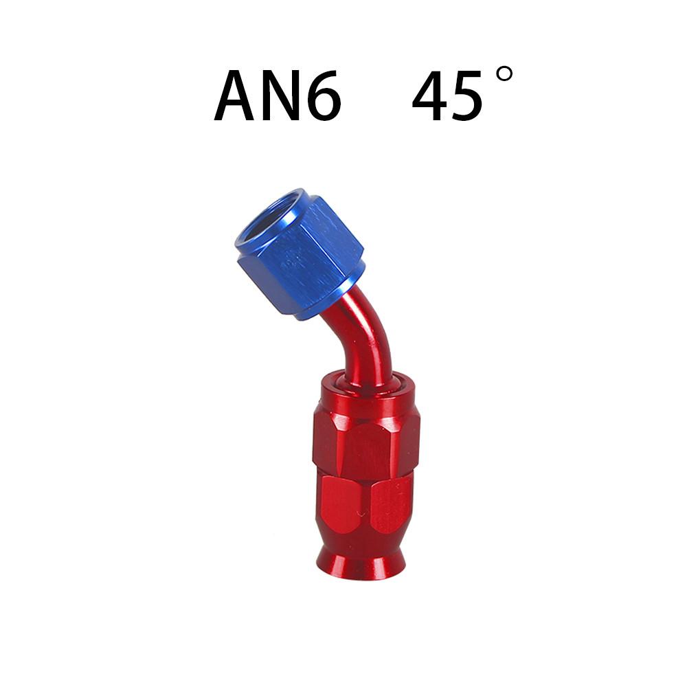 AN4/6/8/10/12 Straight 0°/45°/90°/120°/180° Degree PTFE Oil Fuel Swivel Hose End Fitting Oil Hose End Adaptor Kit Red Blue