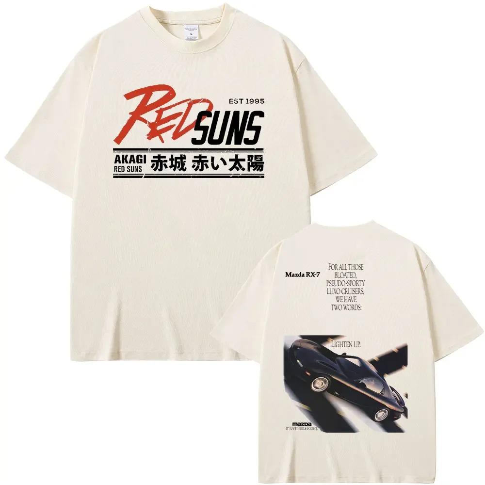2024 Japanese Anime Drift Initial D Akagi RedSuns Printed Tshirt Manga Men T-shirts Skyline GTR JDM Racing Graphic T Shirt Tops