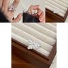 Exquisite Adjustable Copper Bowknot Ring With Dazzling Zircon For Women