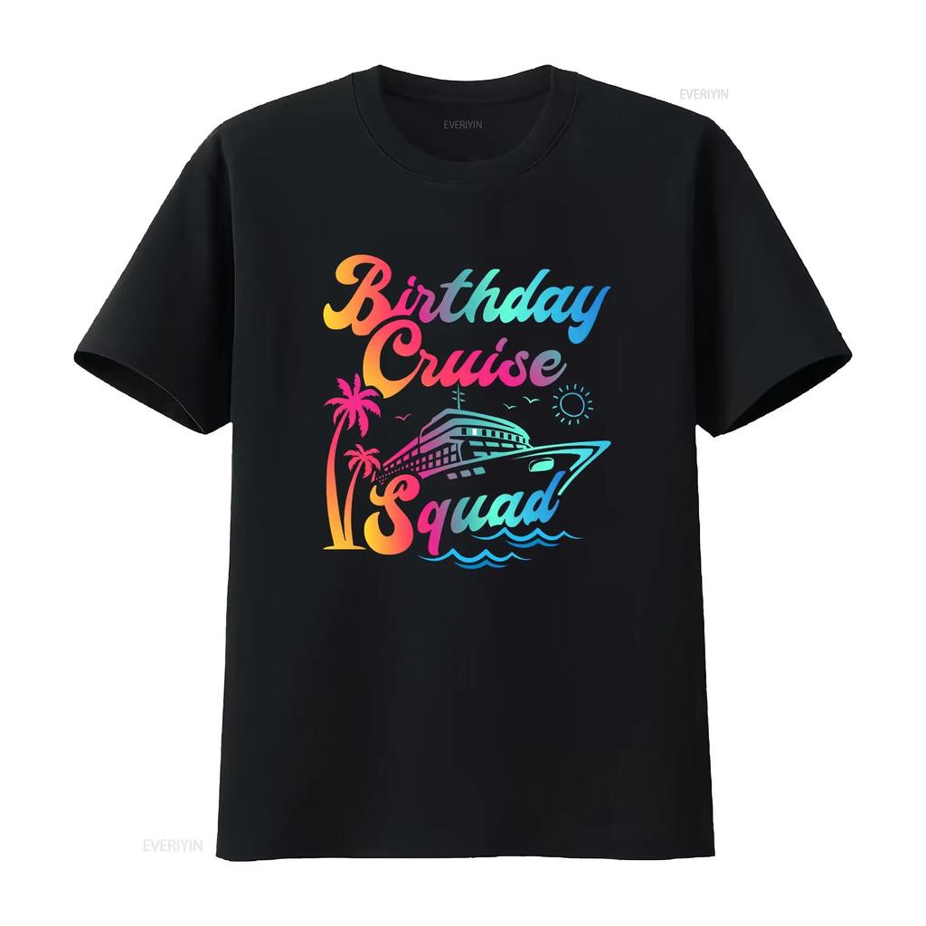 Birthday Cruise Squad T Shirt Matching Group Vacation vintage Washed Stylish streetwear Top For Everyday Wear Versatile