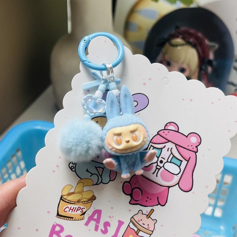 Flocking Mini Yoga Keychain Doll Bag Pendant Cute Schoolbag Gift Hanging Keychain