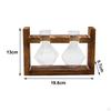 Glass Hydroponics Plant Propagating Station Desktop Vase Wooden Frame Diamond Shaped