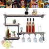 Wall Mounted Wine Rack Shelves, 4 Tier Wine Glass Holder Rack, Sturdy Metal Storage Organizer, Hanging Shelving for Kitchen