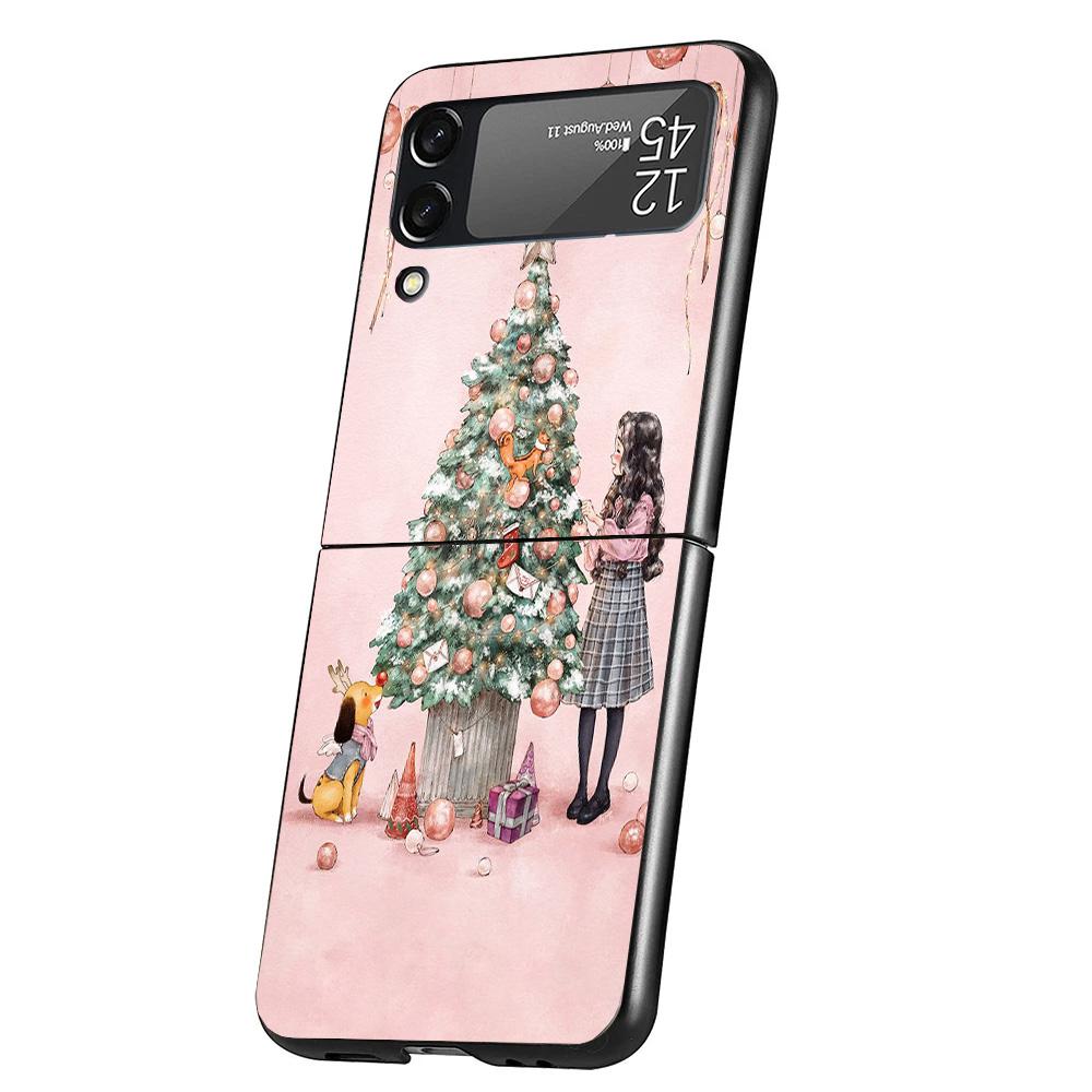 

Christmas Girls Tree Gift Cover Phone Case For Samsung Galaxy Z Flip 7 6 5 4 3 5G Flip7 Flip6 Flip5 Flip4 Flip3 Black Fundas She Samsung Z Flip