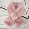 Imitation Pearl Faux Rabbit Fur Scarf Solid Color Neck Warmer Cute Plush Collar  For Women Girls