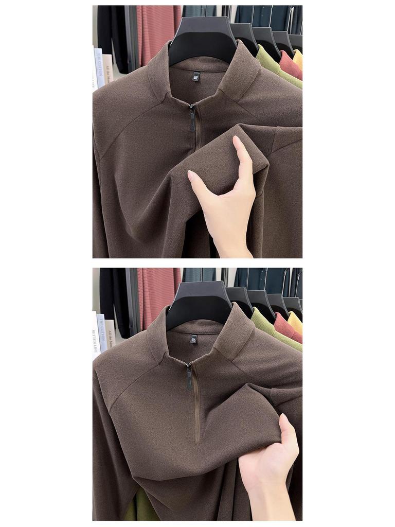 Men's Woodpecker Half-Zip Stand-Up Collar Long-Sleeve German Velvet Sweatshirt