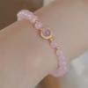 Bracelet en cristal de poudre de calcédoine perle d'eau douce bracelet en cristal breloque féminine fleur de pêcher cœur de fille frais, doux et à la mode