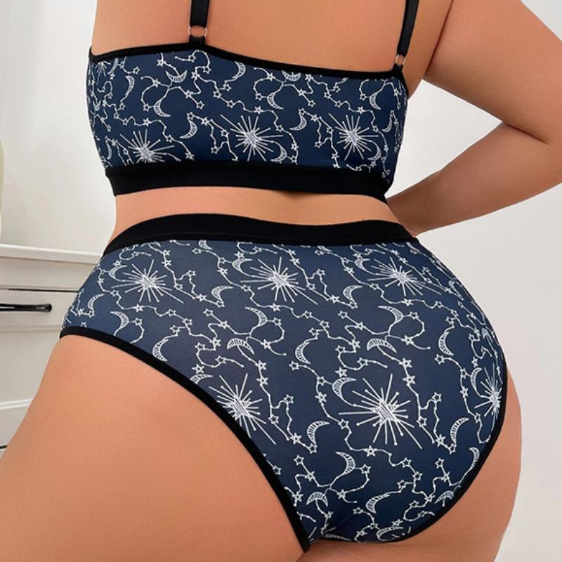 European and American Plus Size Sexy Lingerie Set Hollow Lace Dark Blue Elegant Bra Set