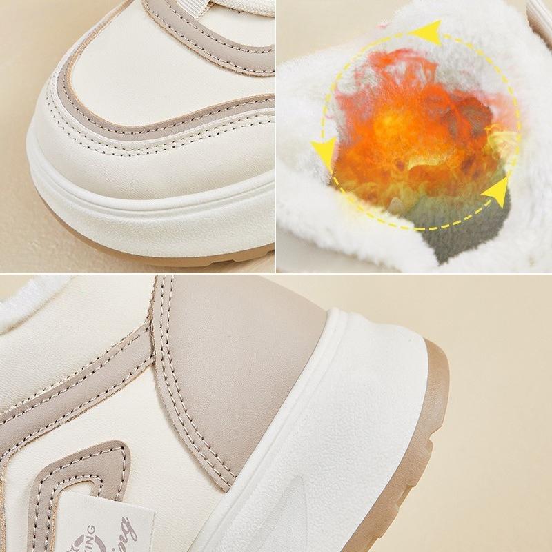Botas de Neve Quentes de Inverno para Mulheres Tênis Plataforma Robusta Antiderrapante com Forro de Pelo Sintético Cadarço Botinhas Curtas Confortáveis para Mulheres