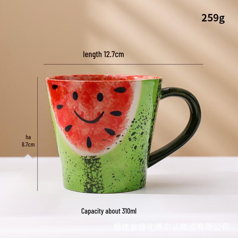 OLOEY Hand-painted Watermelon Ceramic Coffee Cup