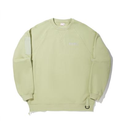 Li Ning Trendy Sports Series Solid Color Round Neck Comfortable Breathable Versatile Loose Sweatshirt Men Sweatshirt Grass-Green AWDV687-3