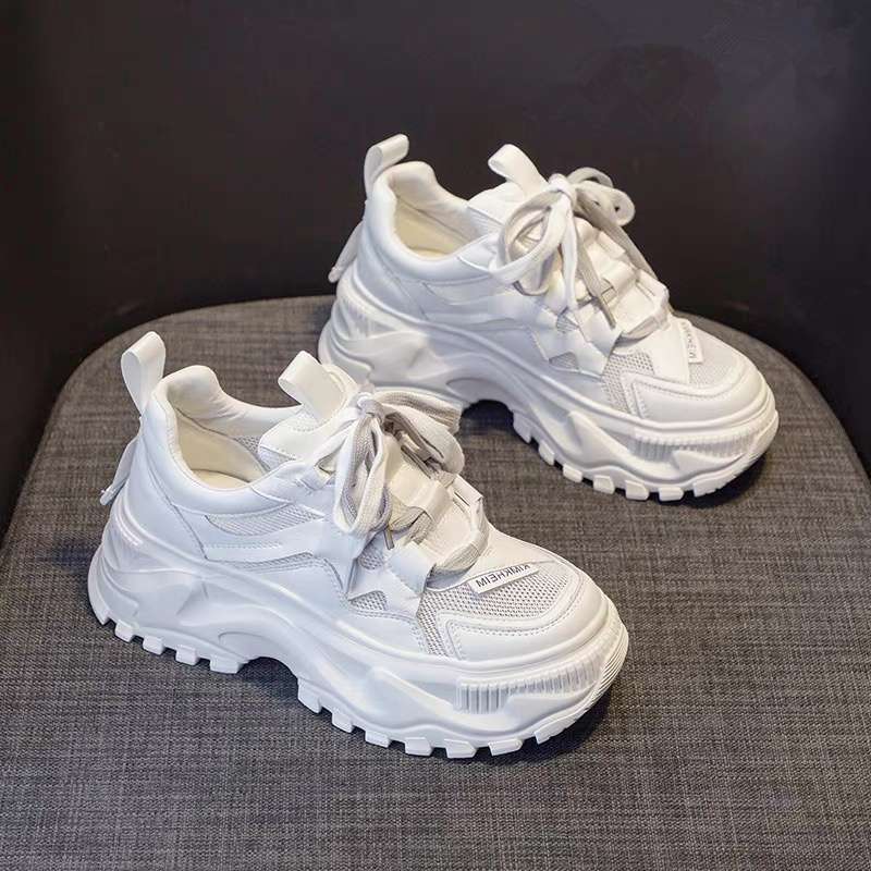 

Real soft leather dad shoes women s mesh breathable 2025 new summer mesh shoes heightened summer sports little white shoes 55 серый