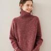 Women's High Neck Patterned Cashmere Sweater - 2024 Autumn/Winter Korean Style Pullover