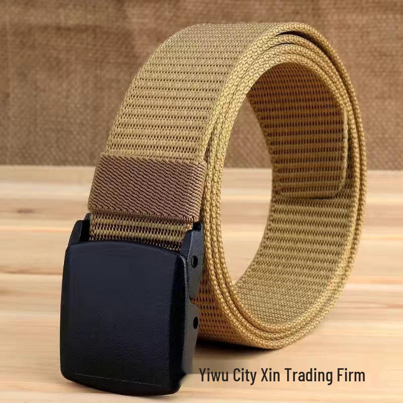 Men s Versatile Nylon Canvas Tactical Belt for Outdoor, Casual, and Military Training 130 cm хаки
