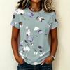 Women's Casual Pullover T Shirt Short Sleeve Round Neck Floral Print Top Lightweight Soft Fabric Relaxed Fit Tee for Everyday Wear