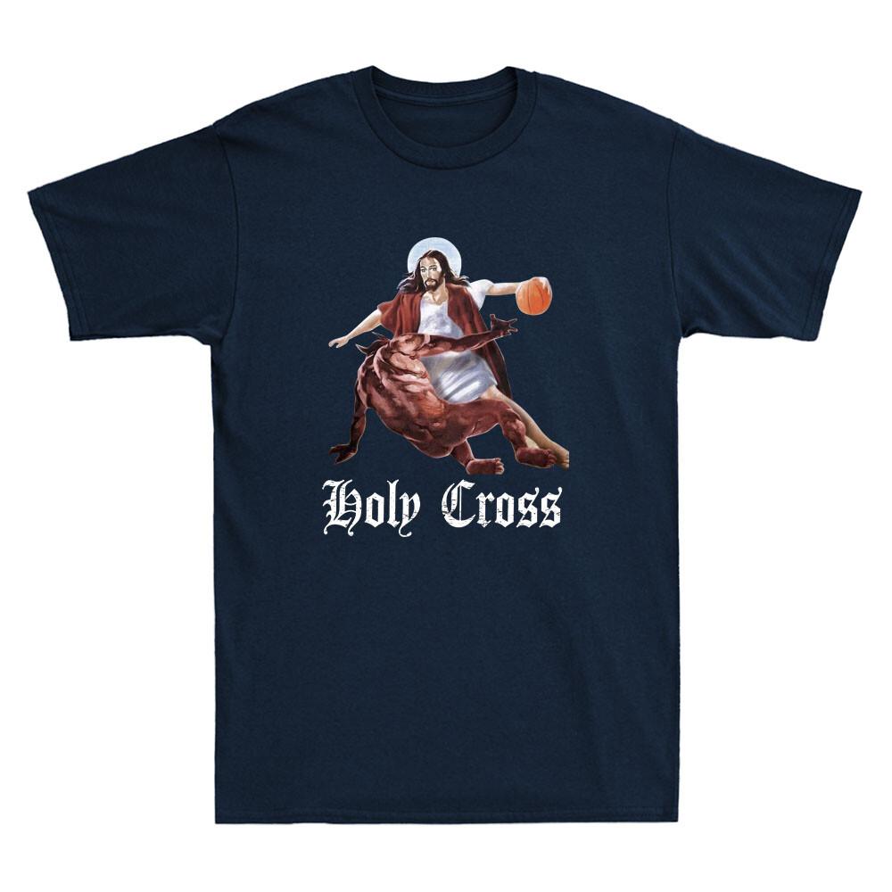 Crossover Basketball Holy Cross Satan Jesus Funny Graphic Vintage Unisexs Tshirt