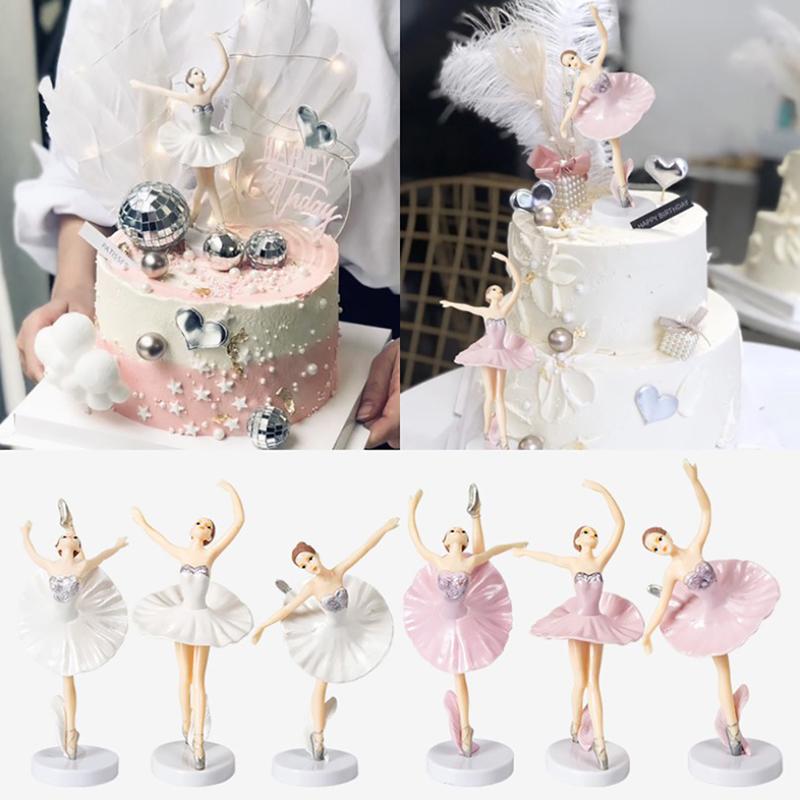 3 Stück Ballettmädchen Kuchen Tanzende Geburtstagsdeko Baby Mädchen Gastgeschenk Happy Birthday Deko