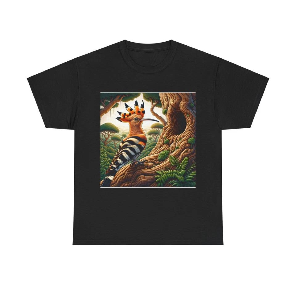 Unisex Adult T Shirt Hoopoe Illustration Gnarled Tree Forest 4XL