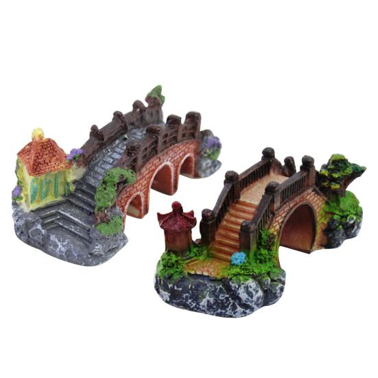 Three-eye Bridge Mini Aquarium Decoration Figurine Simulation Bridge for Fish Tank Home Decor