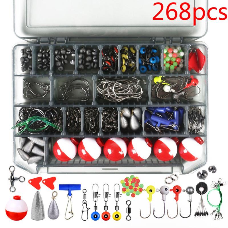 Cheap 268pcs/box Fishing Accessories Kit Including Jig Hooks fishing Sinker weights fishing