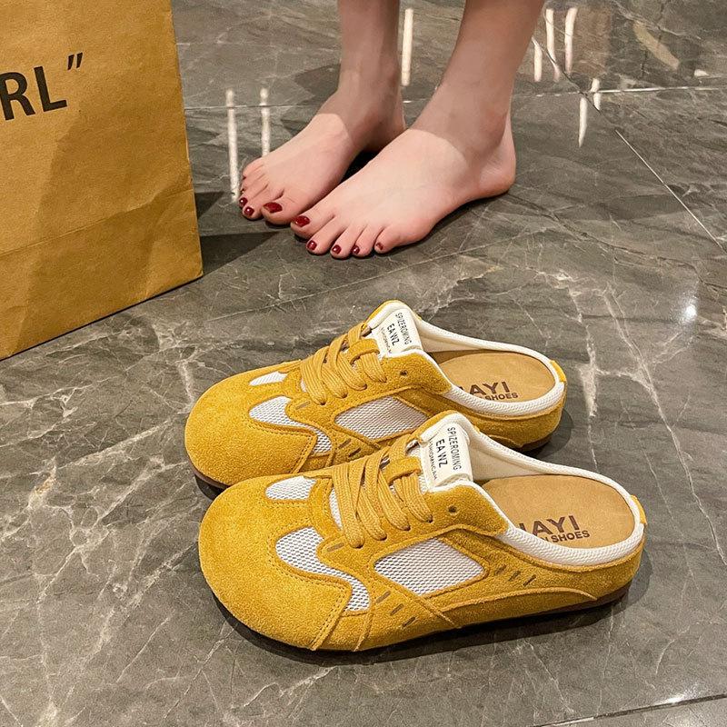 Non-slip Bag Head Thick-soled Slippers for Women's Summer Wear 2025 New Retro Heightening Soft-soled German Training Half Slippers