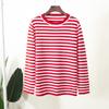 Round Neck Knitted Striped Sweater All-match Classic Retro Striped Pullover Sweater Women