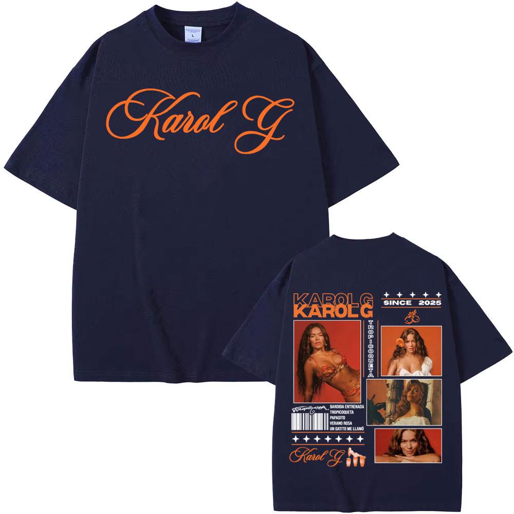 Karol G Tropicoqueta 2025 Summer New Album Merch 100 Cotton Printing TShirt Women High Street Hip Hop Vintage Casual Tops Y2K