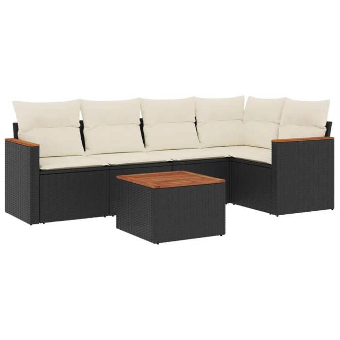 VidaXL Salon de Jardin avec Coussins 6 pcs, Canapés de Terrasse, Ensemble de Meubles de Patio, Mobilier d'Extérieur, Noir 3225951
