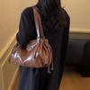 Casual Soft Leather Shoulder Bag Large Capacity Solid Color Commute Bag Multifunctional Minimalist Tote Bag For Women