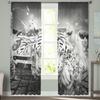 Tiger Car Street Black And White Tulle Window Curtains Living Room Organza Sheer Voile Curtain Bedroom Kitchen Home Decor Drape