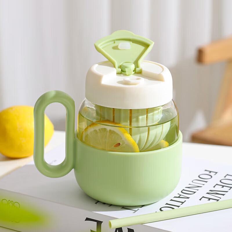 High Borosilicate Glass Water Bottle with Handle & Straw