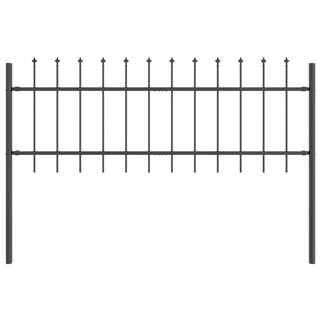 Garden Fence Panel 2 Pcs Gray 3.4 X 0.6 M Powder Coated Steel
