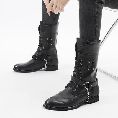 Hochwertige Herrenstiefel Mode Punk Britischer Stil Herren Langstiefel Herren Casual Tooling Stiefel Designer Herren Motorradstiefel Botas