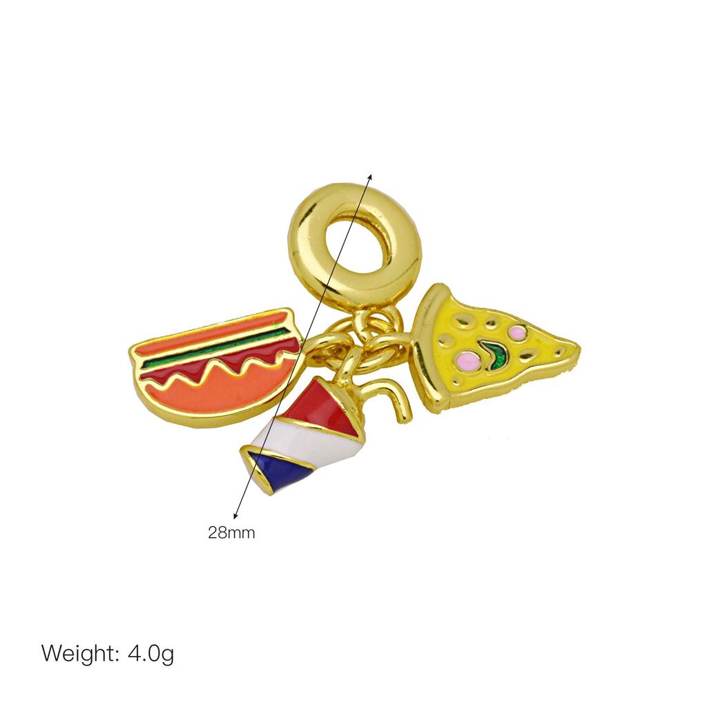 Couple Motorcycle Pizza Camera Hair Blooming Notepad Diy Panjiadora Pendant Colored Drip Oil Bracelet