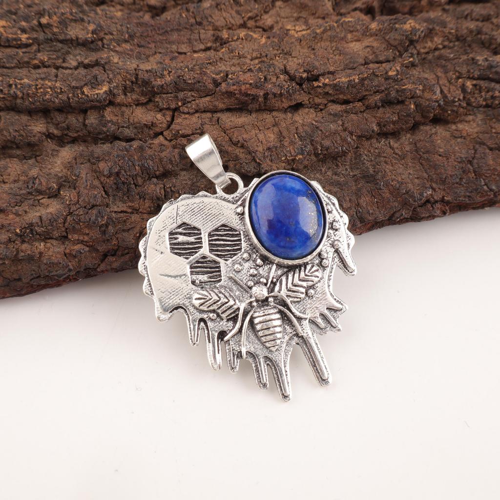 Lapis Lazuli anheng Håndlagde edelstenssmykker, 925 solid sterling sølv anheng, unikt design smykkeanheng