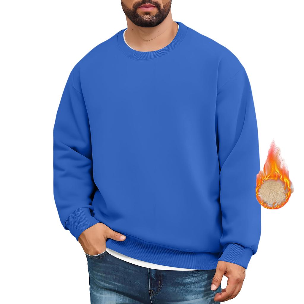 Men's Lined Sweatshirts Premium Heavy-weight Fleece Pullover Thick Thermal Sweatshirts