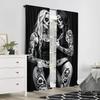 2pcs- Day of the Dead Gothic printed curtains, pole bag curtains, bedroom and living room, room decoration